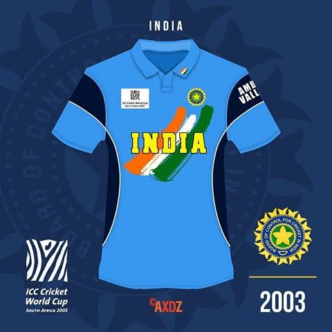 india 2003 world cup jersey